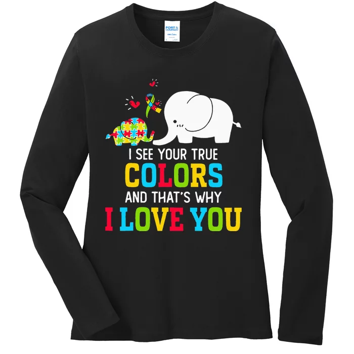 I See Your True Colors Puzzle World Autism Awareness Ladies Long Sleeve Shirt