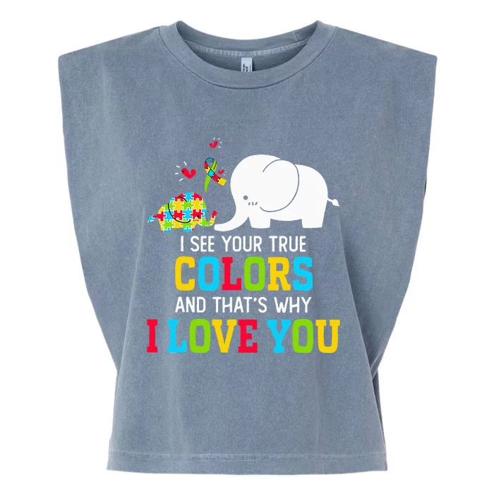 I See Your True Colors Puzzle World Autism Awareness Garment-Dyed Women's Muscle Tee