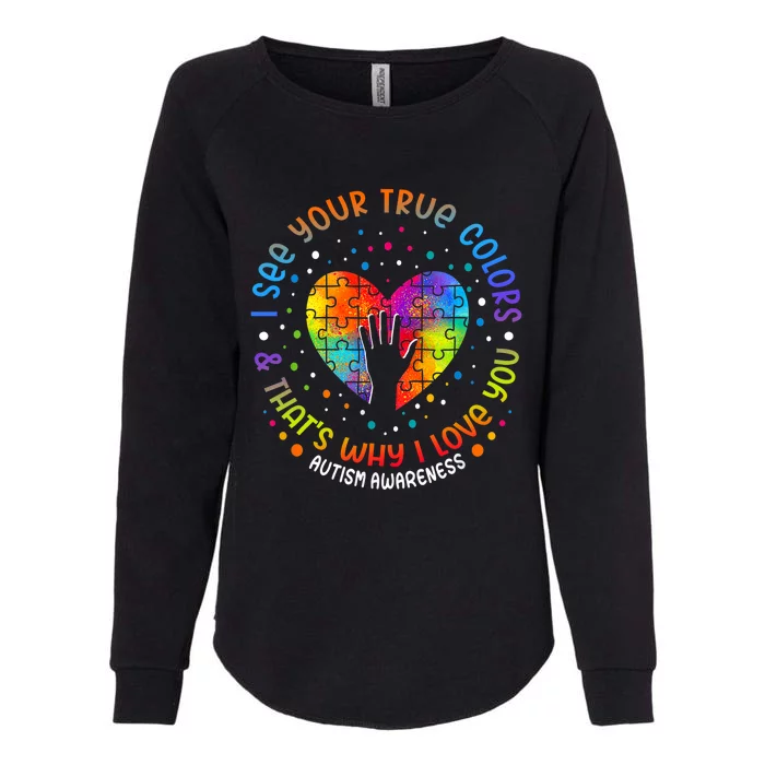 I See Your True Colors Puzzle World Autism Awareness Month Womens California Wash Sweatshirt