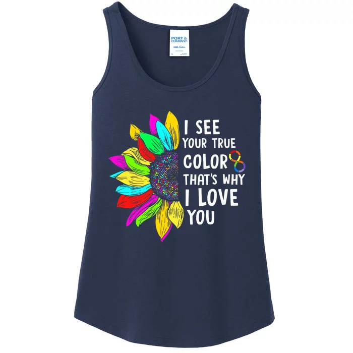 I See Your True Color Infinity Rainbow Neurodiversity Autism Ladies Essential Tank