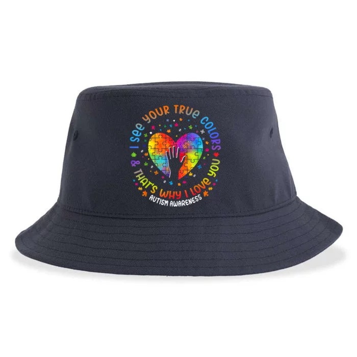 I See Your True Colors Puzzle World Autism Awareness Month Sustainable Bucket Hat