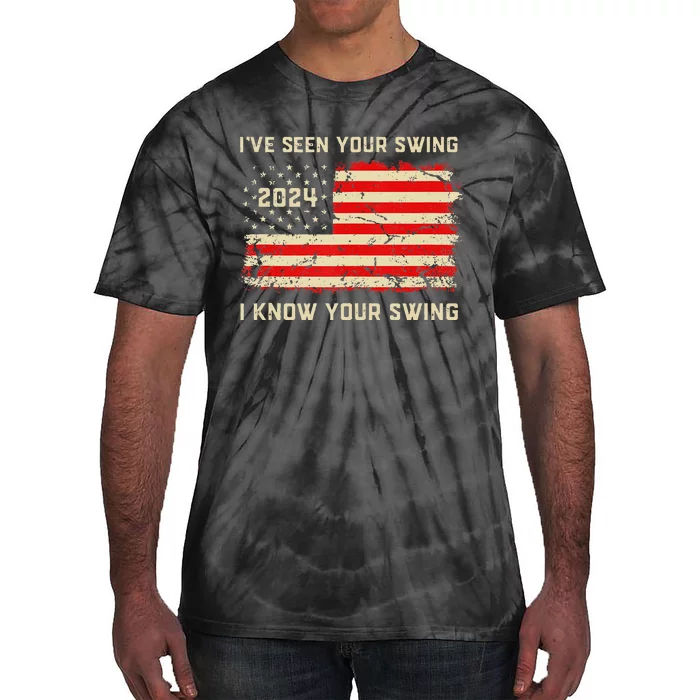 IVe Seen Your Swing I Know Your Swing Golf American Flag Tie-Dye T-Shirt