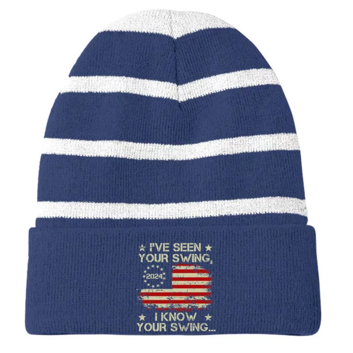 IVe Seen Your Swing I Know Your Swing Funny Trump Striped Beanie with Solid Band