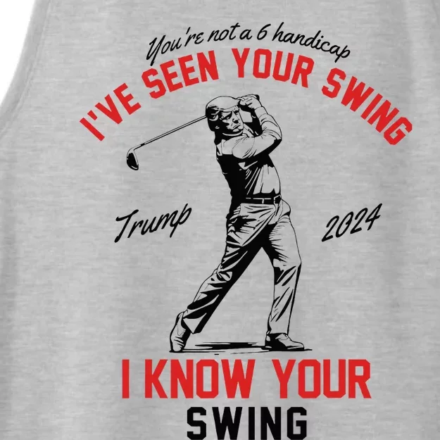 IVe Seen Your Swing I Know Your Swing Funny Trump Golf 2024 Ladies Tri-Blend Wicking Tank