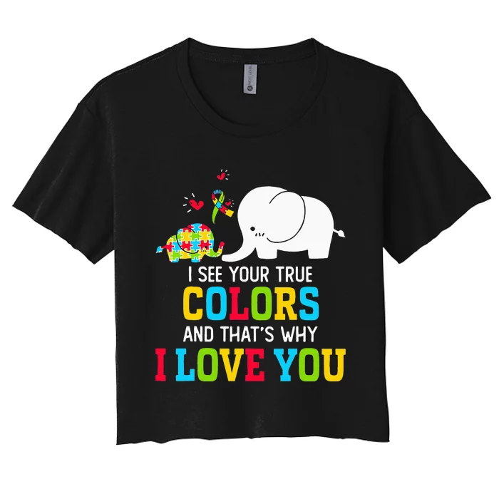 I See Your True Colors, Puzzle World Autism Awareness Month Women's Crop Top Tee