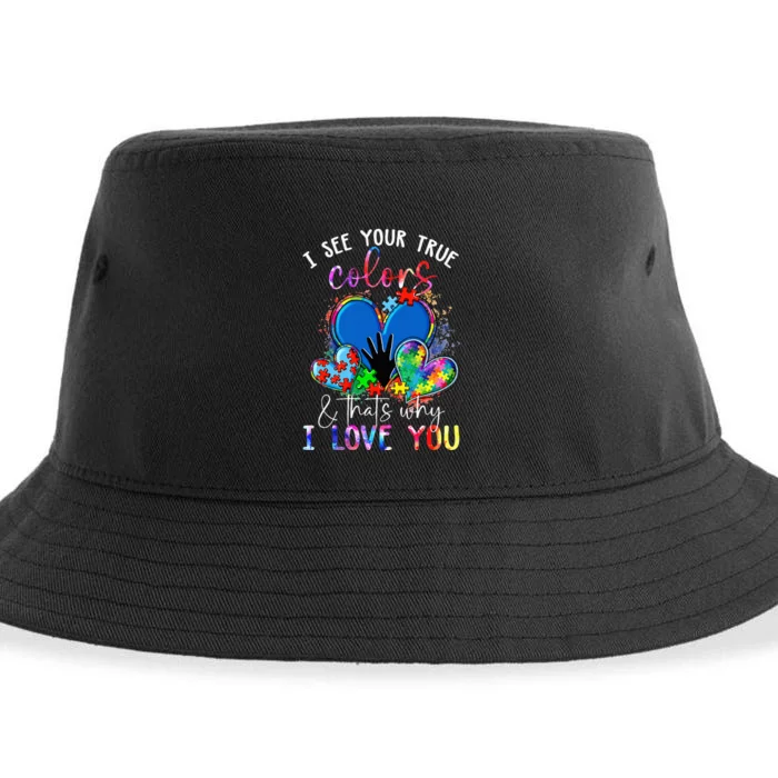 I See Your True Colors, Puzzle World Autism Awareness Month Sustainable Bucket Hat