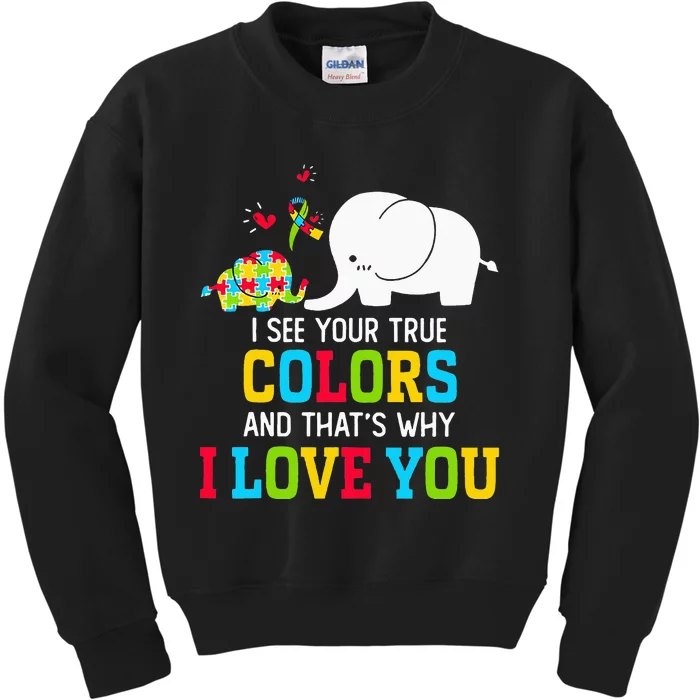 I See Your True Colors, Puzzle World Autism Awareness Month Kids Sweatshirt