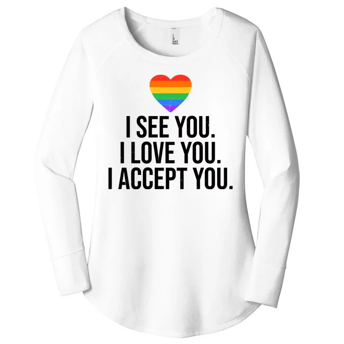 I See You I Love You I Accept You LGBTQ Pride Month Women's Perfect Tri Tunic Long Sleeve Shirt