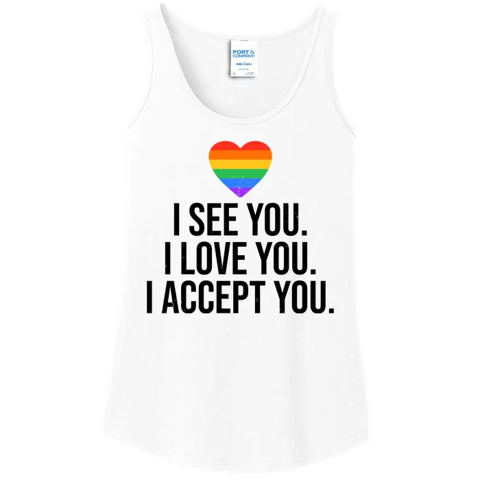 I See You I Love You I Accept You LGBTQ Pride Month Ladies Essential Tank