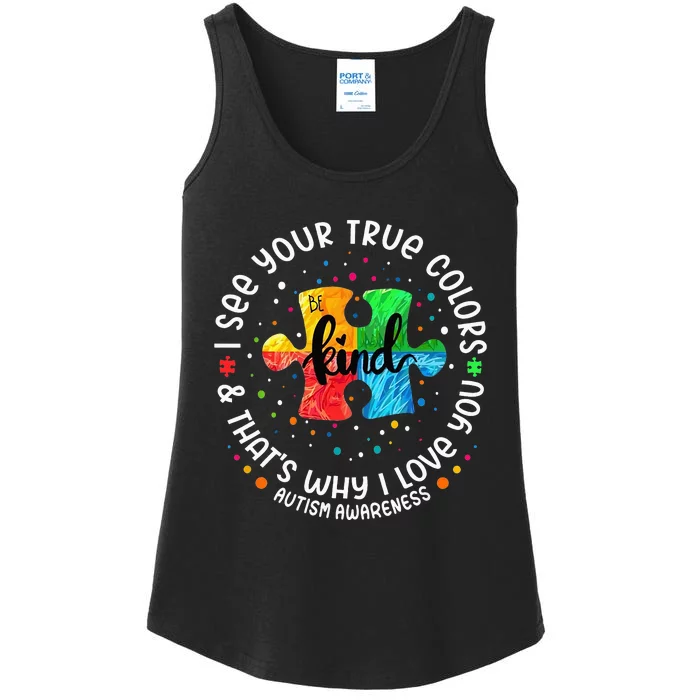 I See Your True Colors Puzzle World Autism Awareness Month Ladies Essential Tank