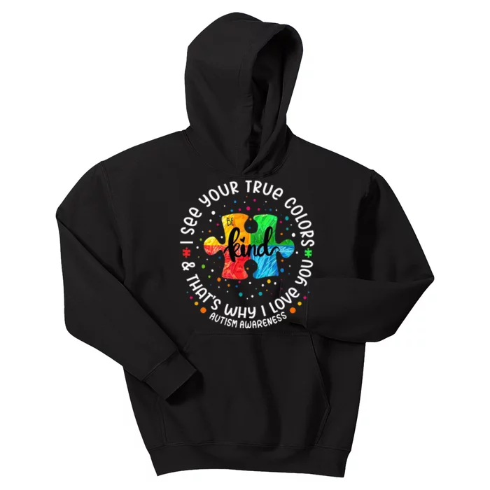 I See Your True Colors Puzzle World Autism Awareness Month Kids Hoodie