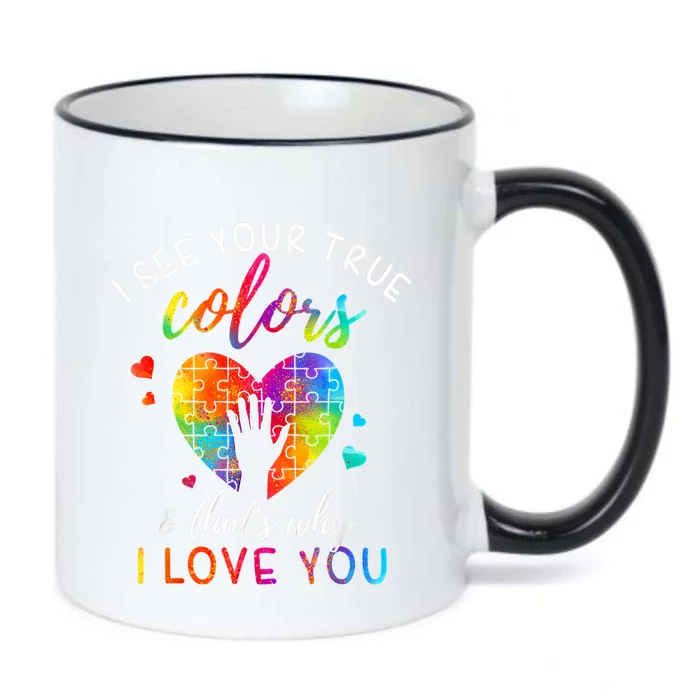 I See Your True Colors Puzzle World Autism Awareness Month Gift Black Color Changing Mug