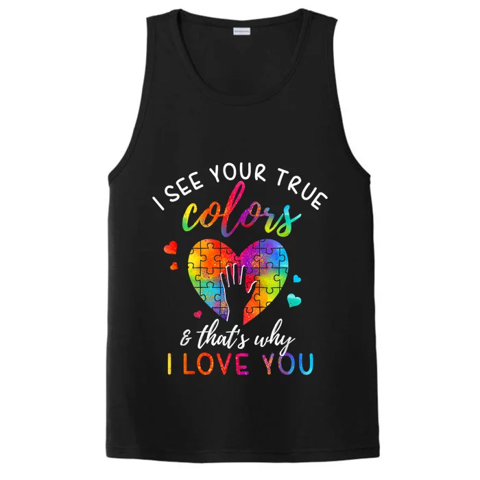 I See Your True Colors Puzzle World Autism Awareness Month Gift Performance Tank