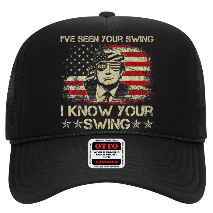 IVe Seen Your Swing I Know Your Swing Golf High Crown Mesh Trucker Hat