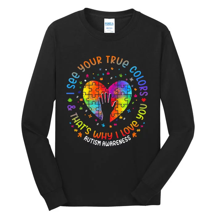 I See Your True Colors Puzzle World ASD Awareness Tall Long Sleeve T-Shirt