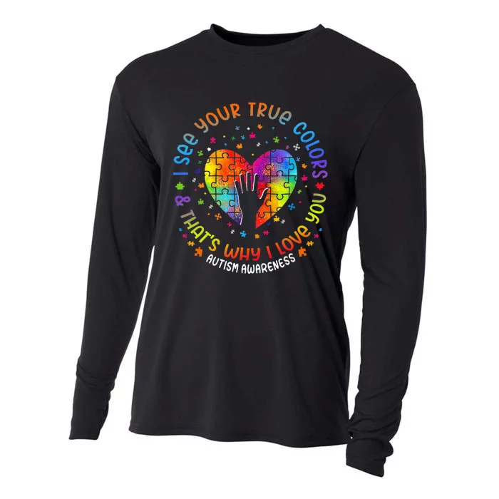 I See Your True Colors Puzzle World ASD Awareness Cooling Performance Long Sleeve Crew