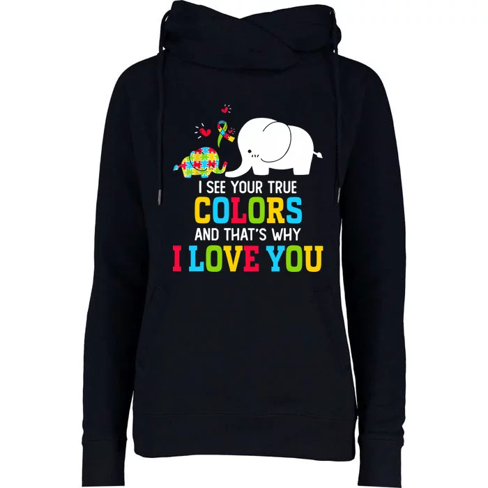 I See Your True Colors, Puzzle World Autism Awareness Month Womens Funnel Neck Pullover Hood