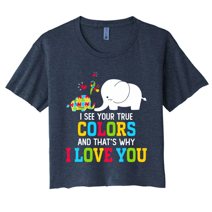 I See Your True Colors, Puzzle World Autism Awareness Month Women's Crop Top Tee