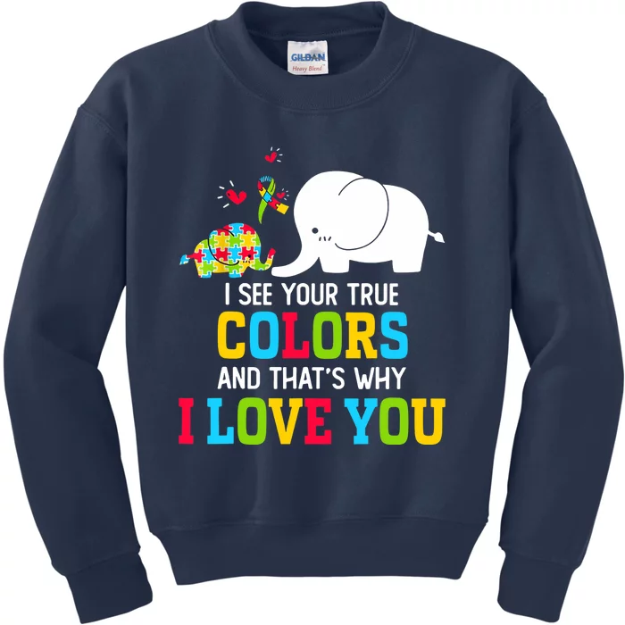 I See Your True Colors, Puzzle World Autism Awareness Month Kids Sweatshirt