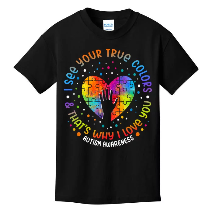 I See Your True Colors Puzzle World Autism Awareness Month Kids T-Shirt