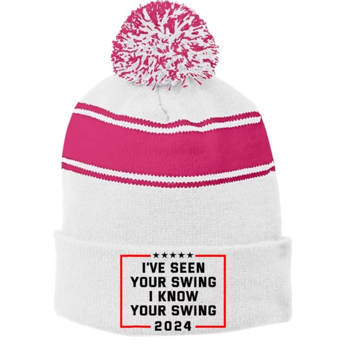 IVe Seen Your Swing I Know Your Swing Golf Stripe Pom Pom Beanie