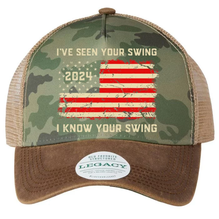 IVe Seen Your Swing I Know Your Swing Golf American Flag Legacy Tie Dye Trucker Hat