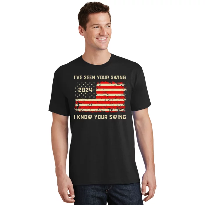 IVe Seen Your Swing I Know Your Swing Golf American Flag T-Shirt