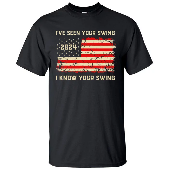 IVe Seen Your Swing I Know Your Swing Golf American Flag Tall T-Shirt