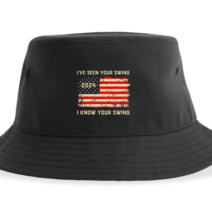 IVe Seen Your Swing I Know Your Swing Golf American Flag Sustainable Bucket Hat