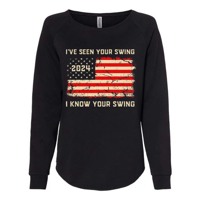 IVe Seen Your Swing I Know Your Swing Golf American Flag Womens California Wash Sweatshirt