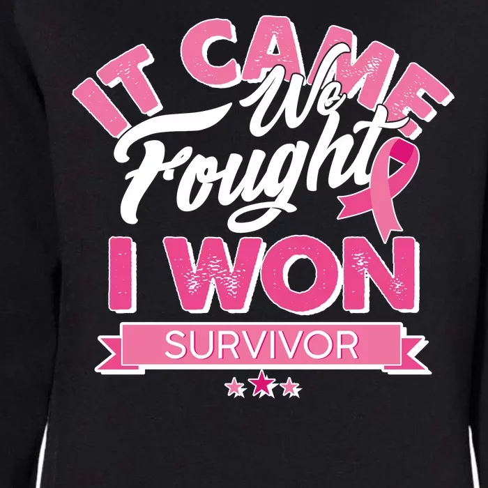 It Came We Fought I Won Breast Cancer Survivor Womens California Wash Sweatshirt