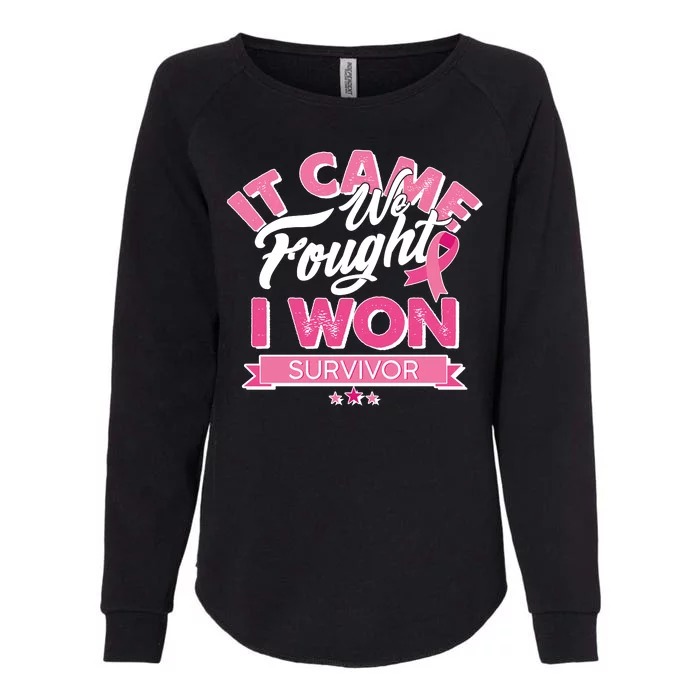 It Came We Fought I Won Breast Cancer Survivor Womens California Wash Sweatshirt