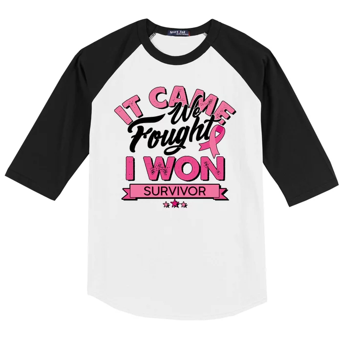 It Came We Fought I Won Breast Cancer Survivor Baseball Sleeve Shirt