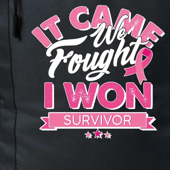 It Came We Fought I Won Breast Cancer Survivor Daily Commute Backpack