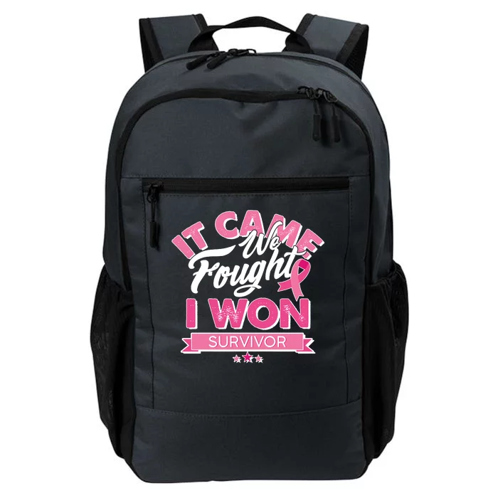 It Came We Fought I Won Breast Cancer Survivor Daily Commute Backpack