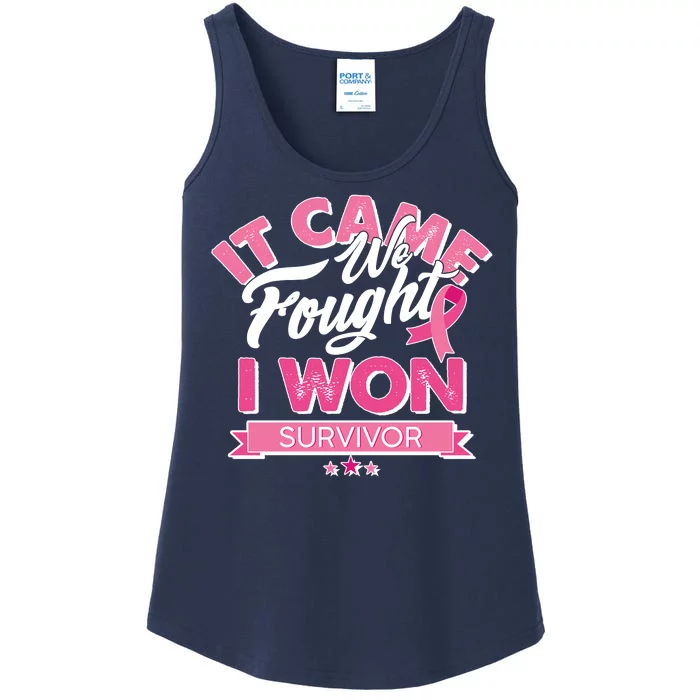 It Came We Fought I Won Breast Cancer Survivor Ladies Essential Tank