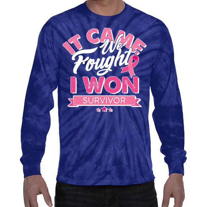 It Came We Fought I Won Breast Cancer Survivor Tie-Dye Long Sleeve Shirt