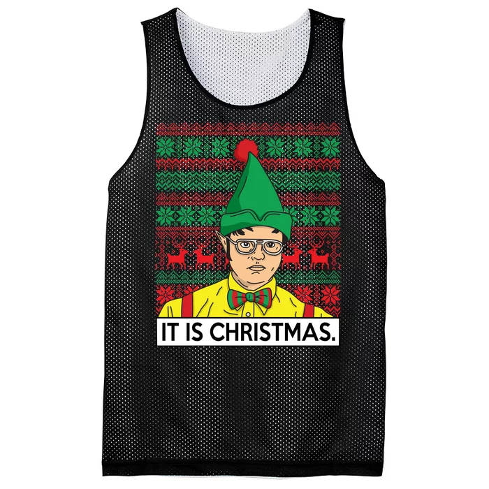 It Is Christmas Ugly Christmas Sweater Funny Mesh Reversible Basketball Jersey Tank