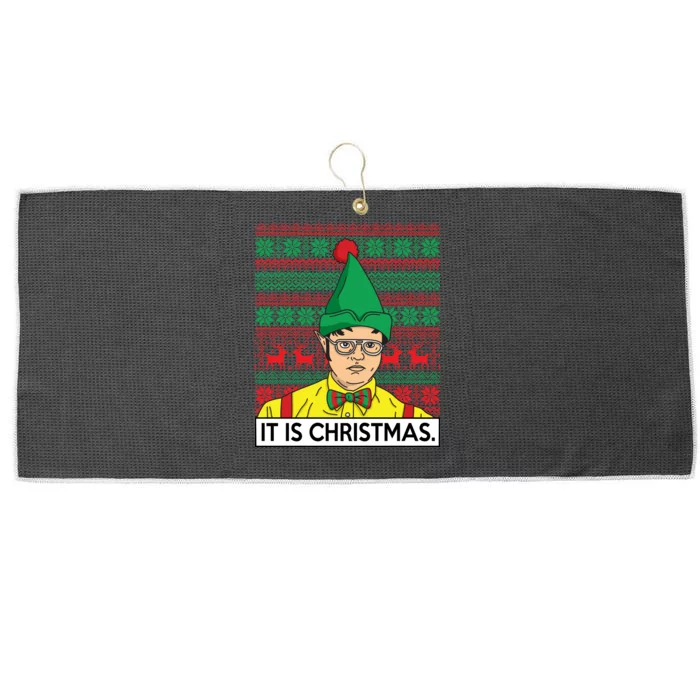 It Is Christmas Ugly Christmas Sweater Funny Large Microfiber Waffle Golf Towel