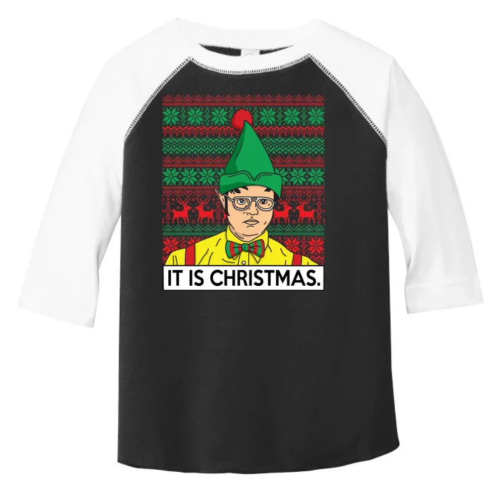 It Is Christmas Ugly Christmas Sweater Funny Toddler Fine Jersey T-Shirt