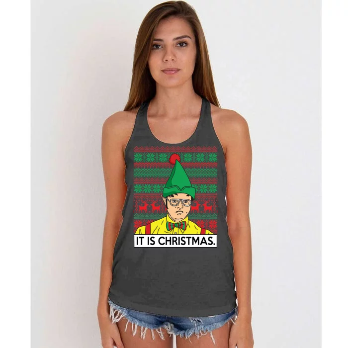 It Is Christmas Ugly Christmas Sweater Funny Women's Knotted Racerback Tank