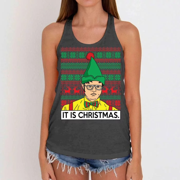 It Is Christmas Ugly Christmas Sweater Funny Women's Knotted Racerback Tank