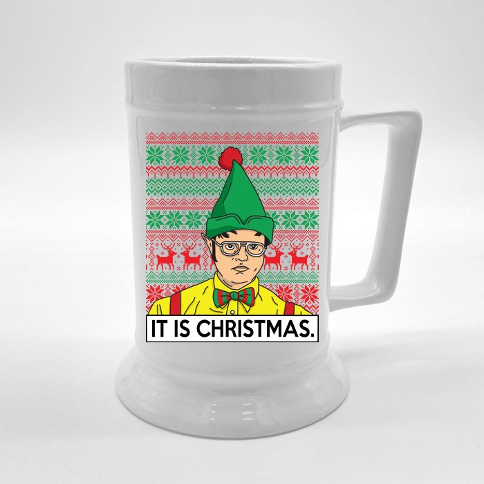 It Is Christmas Ugly Christmas Sweater Funny Front & Back Beer Stein