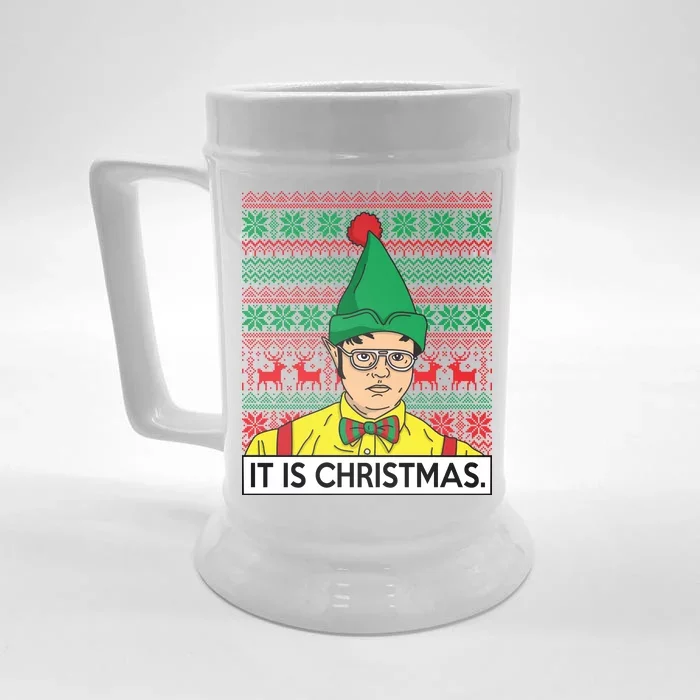 It Is Christmas Ugly Christmas Sweater Funny Front & Back Beer Stein