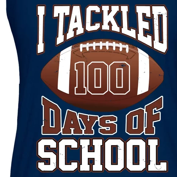 I Tackled 100 Days Of School Football Ladies Essential Flowy Tank