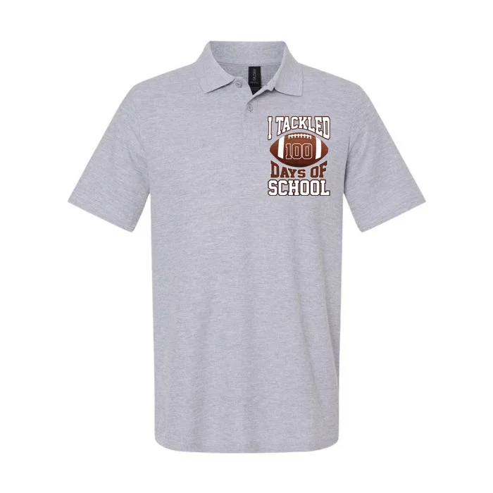 I Tackled 100 Days Of School Football Softstyle Adult Sport Polo