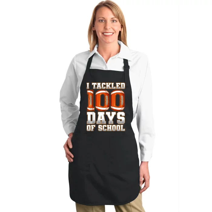 I Tackled 100 Days Of School Football Full-Length Apron With Pocket