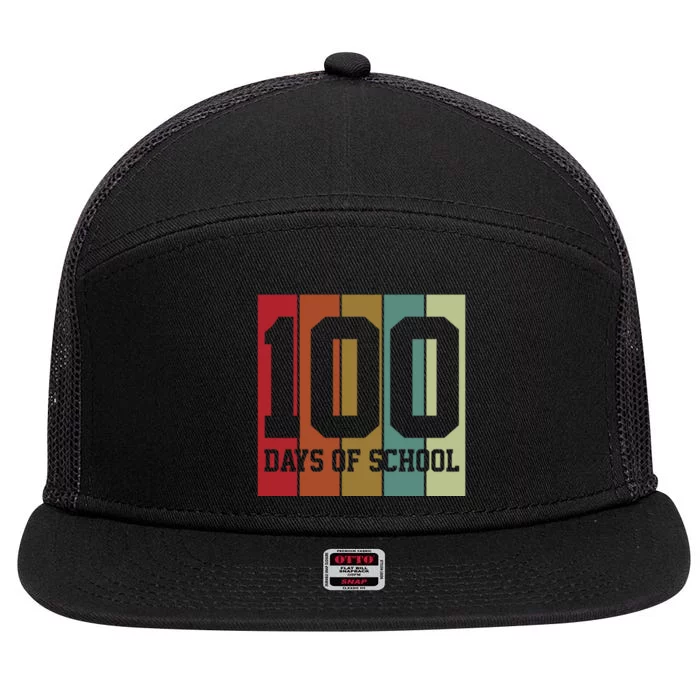 Vintage 100th Day of School Teachers Kids Child Happy 100 Days 7 Panel Mesh Trucker Snapback Hat