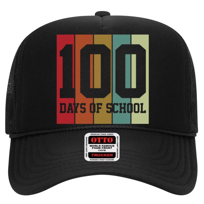 Vintage 100th Day of School Teachers Kids Child Happy 100 Days High Crown Mesh Trucker Hat