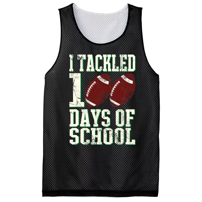 I Tackled 100 Days Of School Football Theme 100th Day Mesh Reversible Basketball Jersey Tank